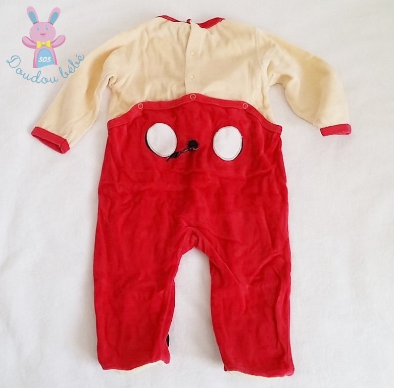 Pyjama velours rouge bébé garçon 3 MOIS SUCRE D'ORGE