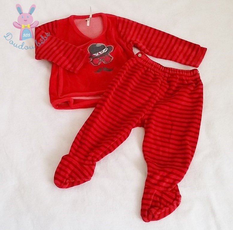 Pyjama en velours rouge unicolore pour garçon - Pyjama D'Or