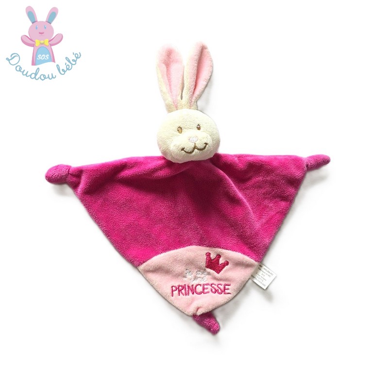 Doudou plat Lapin rose princesse BABOU