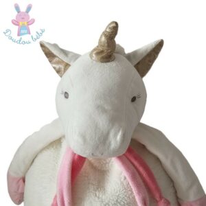 Licorne range pyjama blanc rose 55 cm DOUDOU ET COMPAGNIE