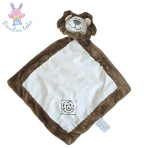 Doudou plat Lion grelot blanc marron beige pois ACTION