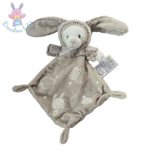 Doudou plat Ours Lapin beige blanc luminescent MOTS D’ENFANTS