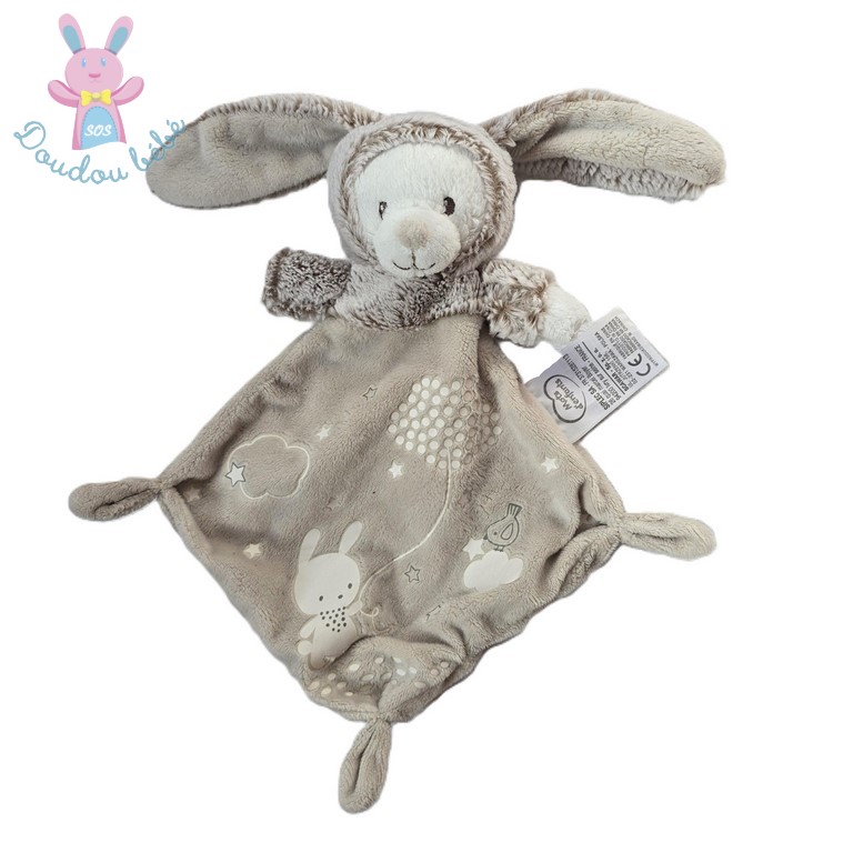 Doudou plat Lapin beige MOTS D'ENFANTS