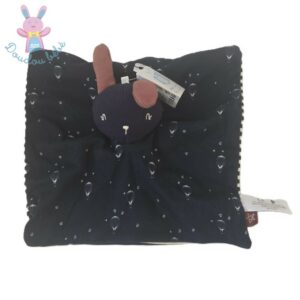 Doudou plat Lapin bleu marine rayé étoiles montgolfières SIMBA