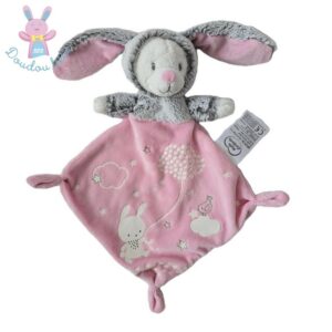 Doudou plat Ours déguisé en lapin rose luminescent MOTS D’ENFANTS