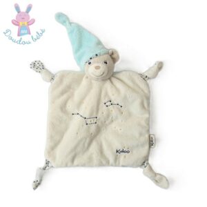 Doudou plat Ours petite étoile blanc bleu bonnet KALOO