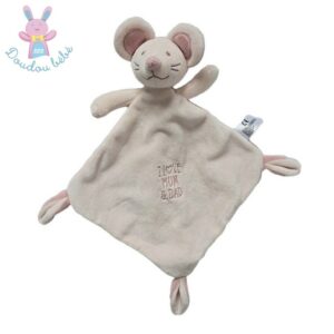 Doudou plat Souris rose « I love Mum & Dad » NICOTOY SIMBA