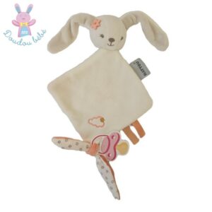 Mini doudou plat Lapin Mia et Basile blanc orange étoiles NATTOU