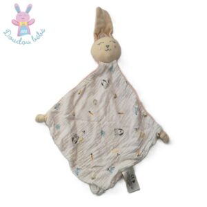 Doudou plat Lapin lange blanc rose chien hérisson carotte SIMBA