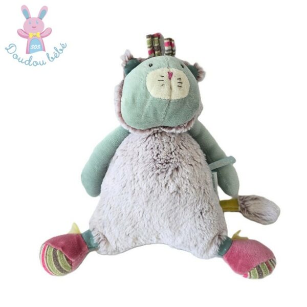 Doudou Chat musical Les Pachats gris vert MOULIN ROTY