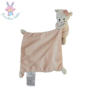 Doudou Biche Faon mouchoir beige rose pois dorés MOTS D’ENFANTS