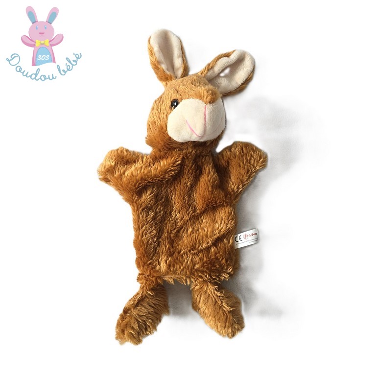 Doudou marionnette Lapin marron beige TOI TOYS ACTION