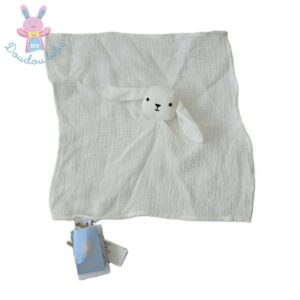 Doudou plat Lapin Mouton lange blanc noir BOUT’CHOU MONOPRIX