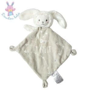 Lot de 2 Doudous plat Lapin Ours gris douce nuit étoiles MOTS D’ENFANTS