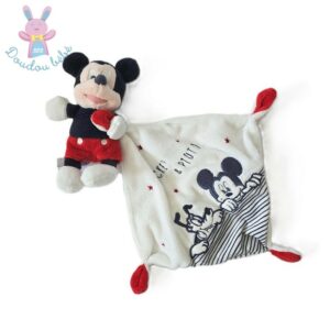 Doudou Mickey & Pluto rouge noir blanc mouchoir DISNEY