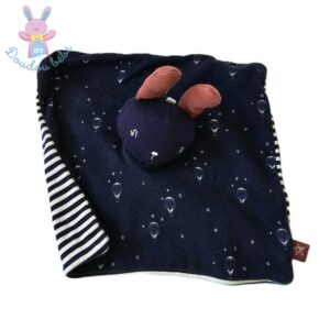 Doudou plat Lapin bleu marine rayé étoiles montgolfières SIMBA