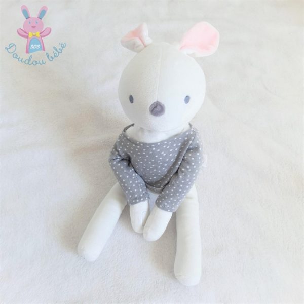 Doudou Lapin blanc gris OBAIBI