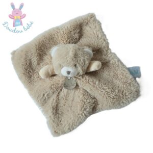 Doudou plat Ours Pap’ours miel tout doux beige blanc BABY NAT