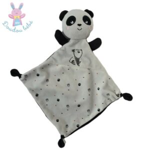 Doudou plat Panda blanc noir empreintes MOTS D’ENFANTS