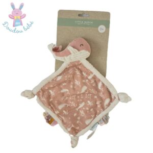 Doudou plat Baleine rose blanc mouchoir LITTLE DUTCH