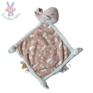 Doudou plat Baleine rose blanc mouchoir LITTLE DUTCH