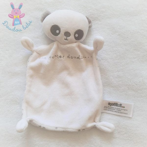 Mon premier doudou Panda plat blanc gris SERGENT MAJOR