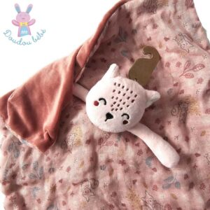 Doudou plat écureuil rose feuilles motifs IN EXTENSO LECLERC