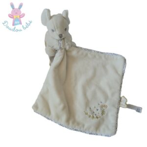 Doudou Souris Perle crème blanc mouchoir KALOO