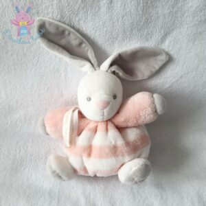 Doudou Minnie plat rose, mauve/violet et jaune, capuche, oreilles de lapin