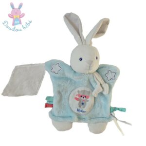 Doudou Lapin marionnette luminescent Imagine bleu blanc KALOO