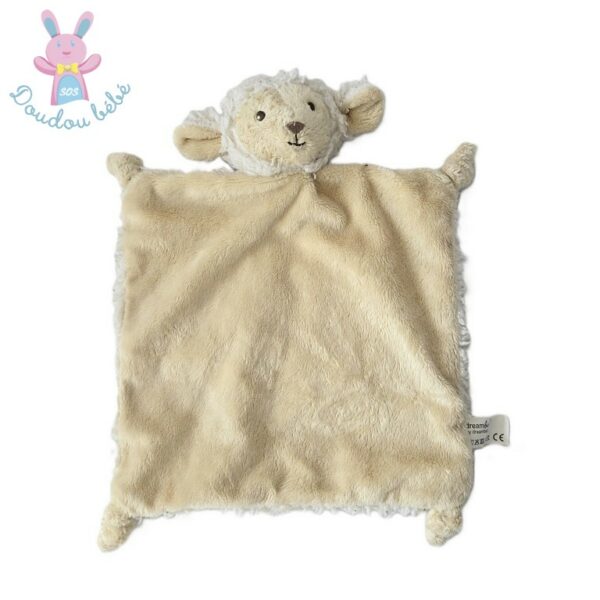 Doudou plat Mouton beige blanc écru DREAMBEE