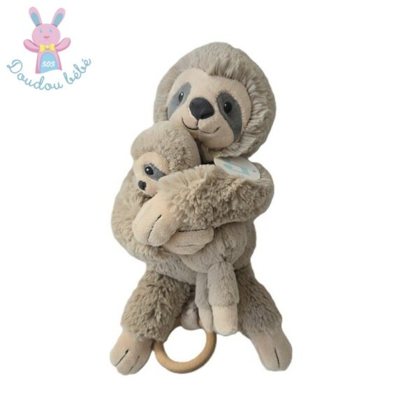 Doudou musical Paresseux et son bébé beige TEX