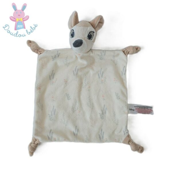 Doudou plat Biche Bambi beige écru fleurs DISNEY PRIMARK