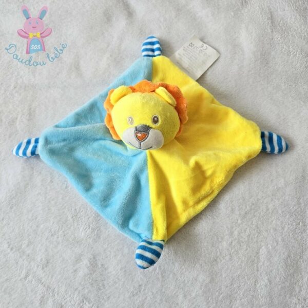 Doudou plat Lion jaune orange bleu blanc NANJING