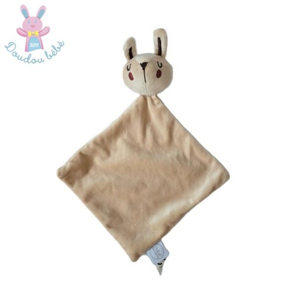 Doudou plat Lapin beige marron Bébé Douceur