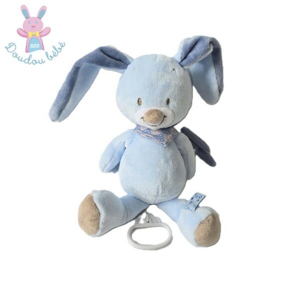 Doudou Lapin musical Alex et Bibou bleu marron NATTOU