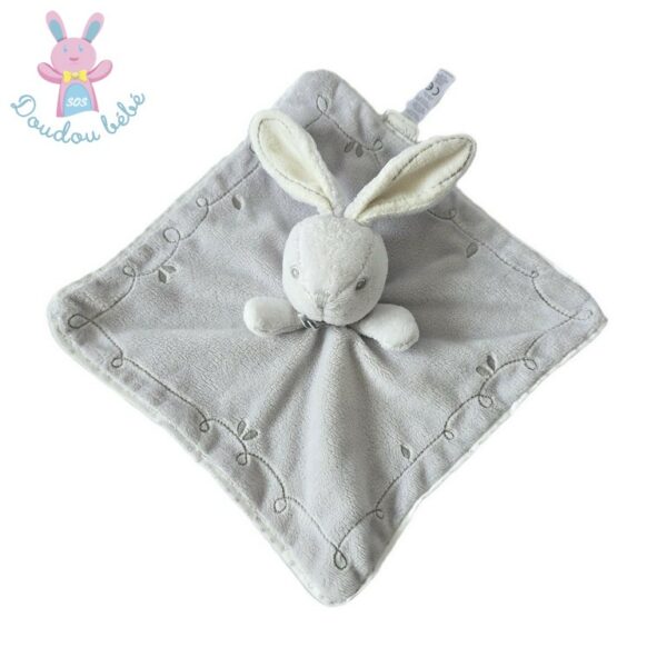 Doudou plat Lapin Perle gris blanc KALOO