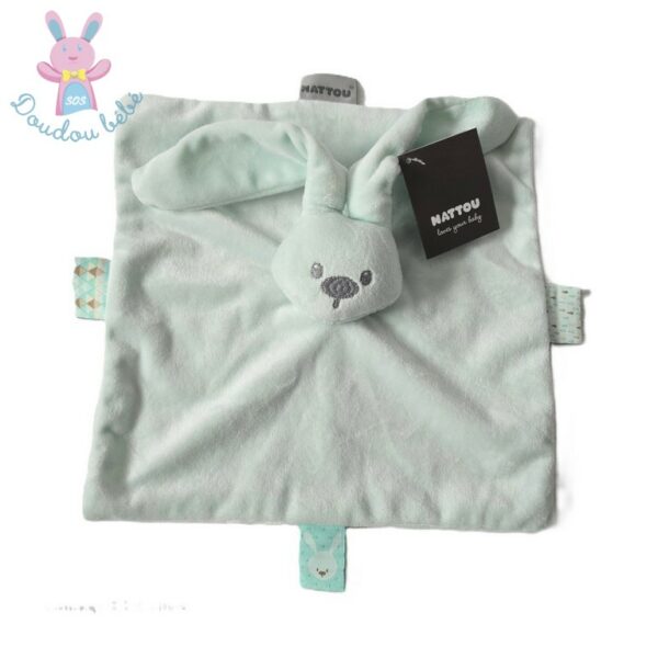 Doudou plat Lapin vert de gris NATTOU