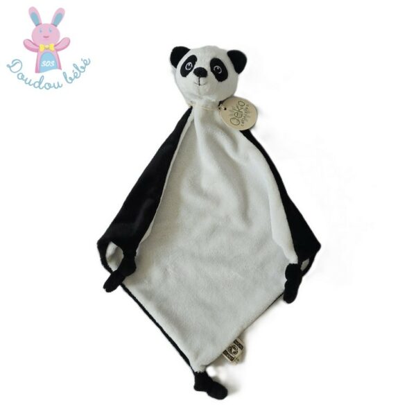 Doudou plat Panda blanc et noir NATURE PLANET