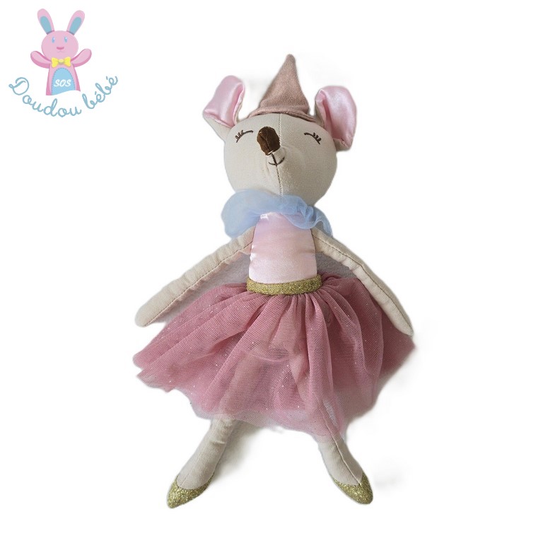 Doudou Souris fée danseuse rose beige tutu tulle SERGENT MAJOR