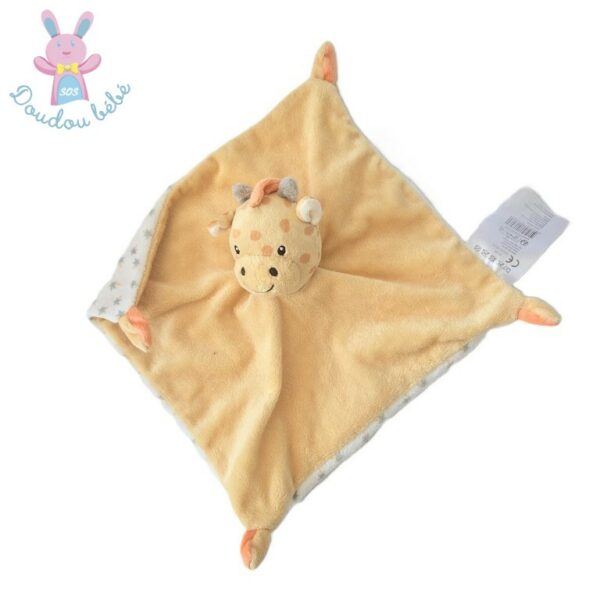 Doudou plat Girafe jaune orange blanc étoiles B&M