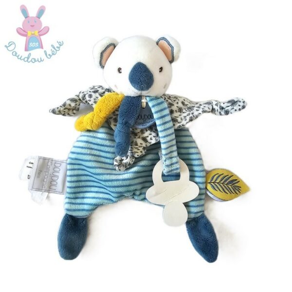 Doudou plat Koala Yoca bleu attache tétine DOUDOU ET COMPAGNIE