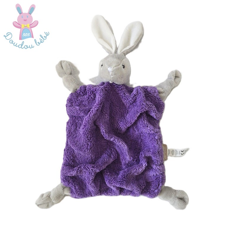 Doudou plat Lapin plume gris violet Neon Purple KALOO