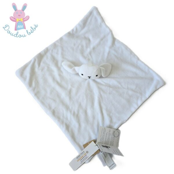 Doudou plat Lapin velours tout doux blanc BOUT'CHOU MONOPRIX