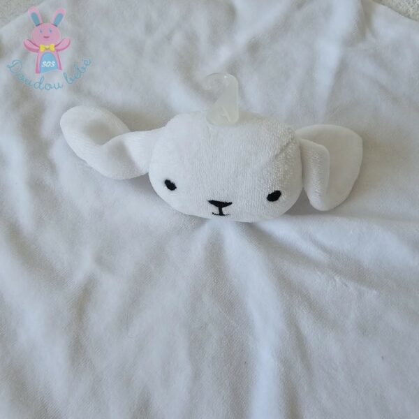 Doudou plat Lapin velours tout doux blanc BOUT'CHOU MONOPRIX