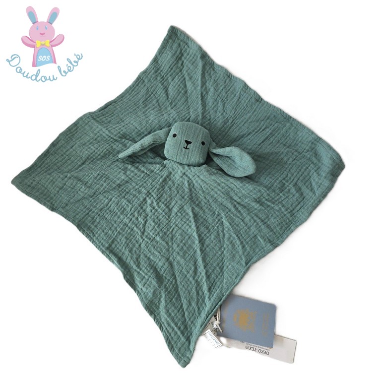 Doudou plat Lapin Mouton lange vert BOUT'CHOU MONOPRIX