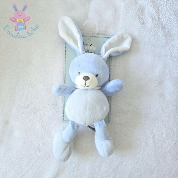 Doudou Lapin bleu blanc MES PETITS CAILLOUX