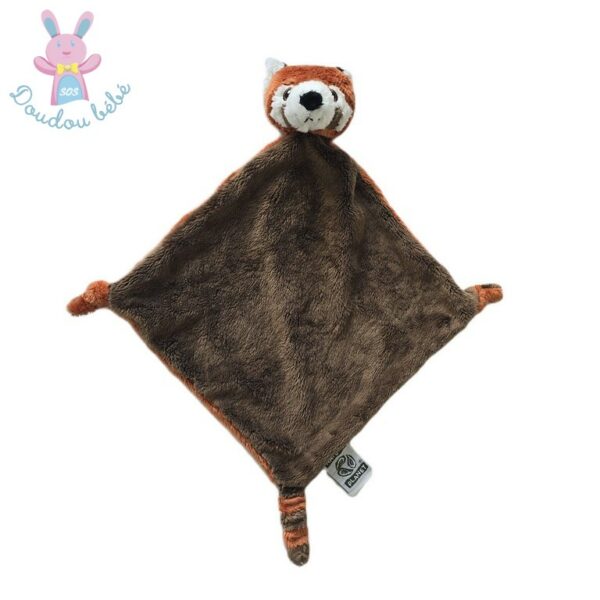 Doudou plat Panda roux marron blanc orange NATURE PLANET