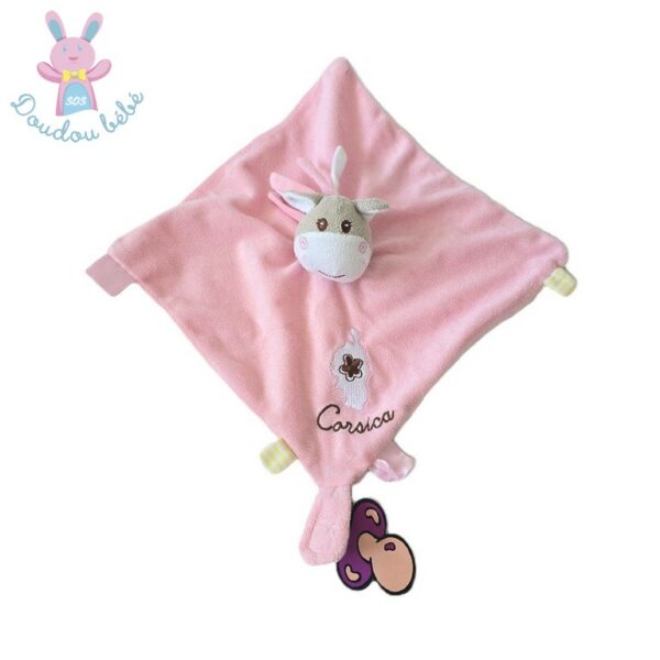 Doudou plat Ane rose Corsica Corse TEXTISUN