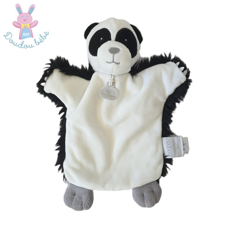 Doudou Panda marionnette noir et blanc DOUDOU ET COMPAGNIE